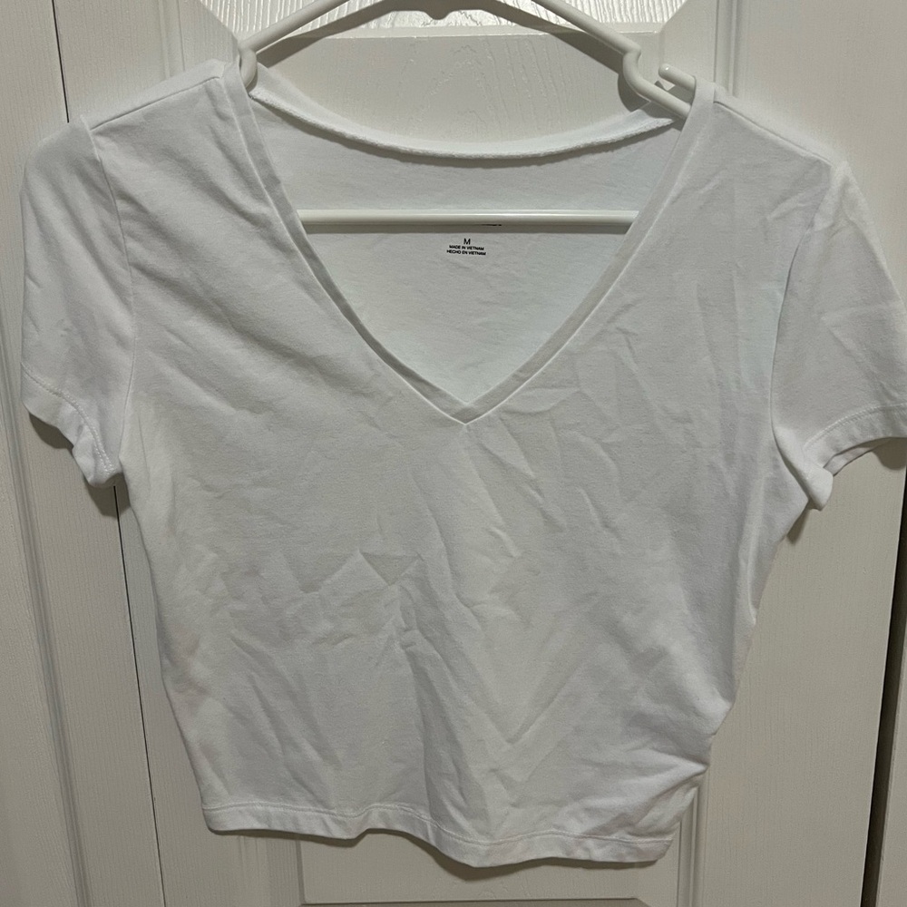 White Crop VNeck